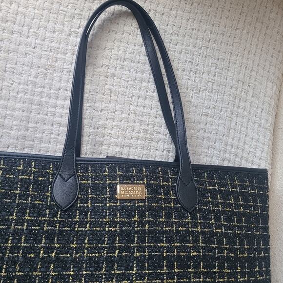Badgley Mischka Elegant Black and Gold Women's Tote Bag - Picture 8 of 11